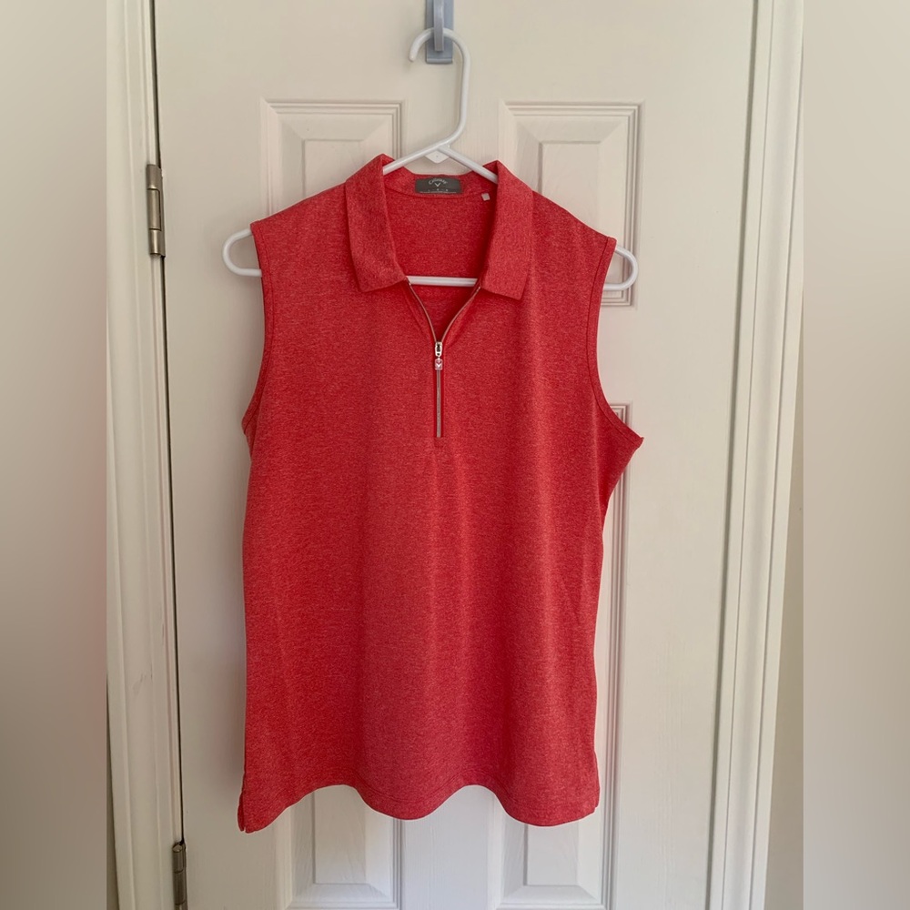 Callaway Pink Sleeveless Quarter Zip Golf Shirt